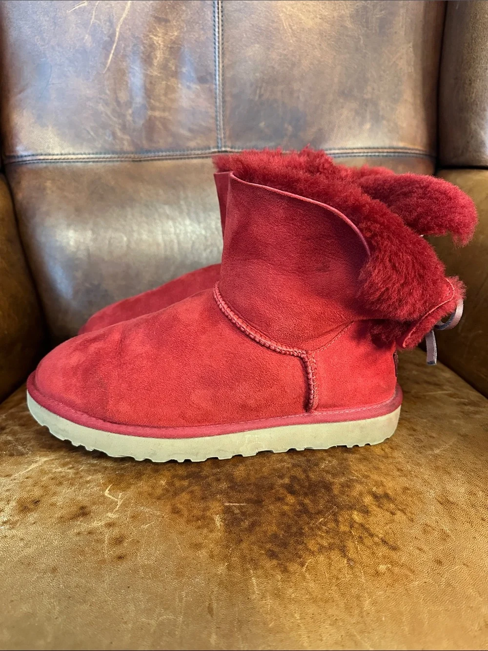 UGG Double Bow Mini Red Kiss Boots - Women’s 9